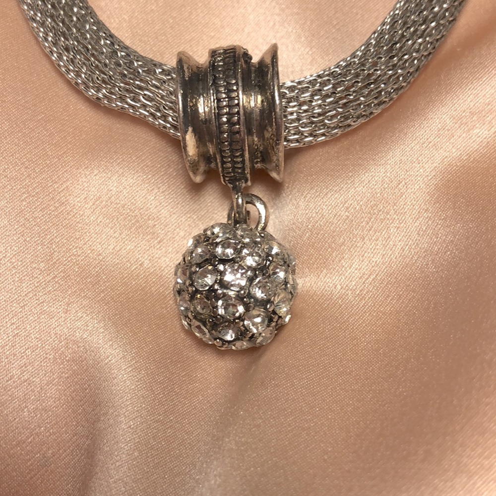 👗Wide Mesh Necklace( with Rhinestone Drop